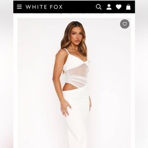 White Cutout Mesh Bodice Maxi Dress